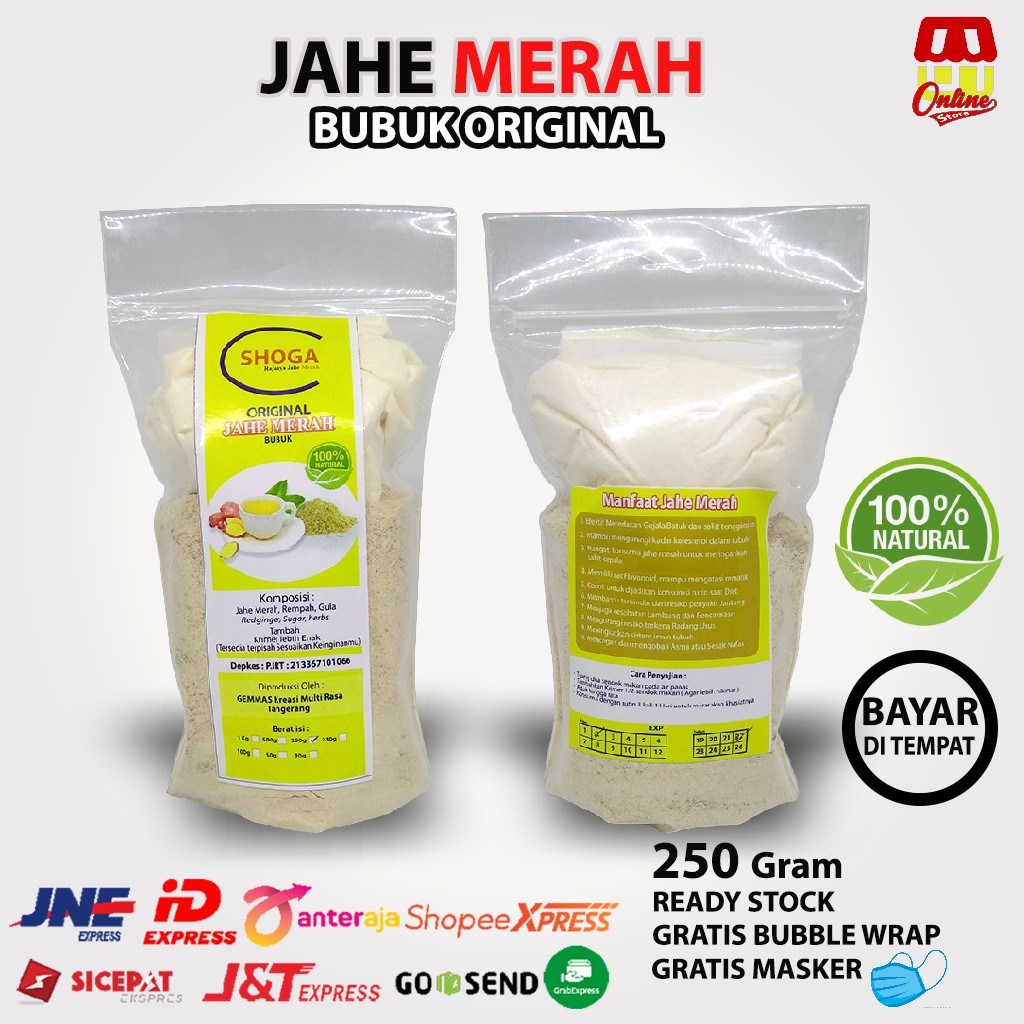 

Jahe Merah Bubuk SHOGA 250gr 100% Murni Alami | Jahe Merah Sachet | Minuman Kesehatan