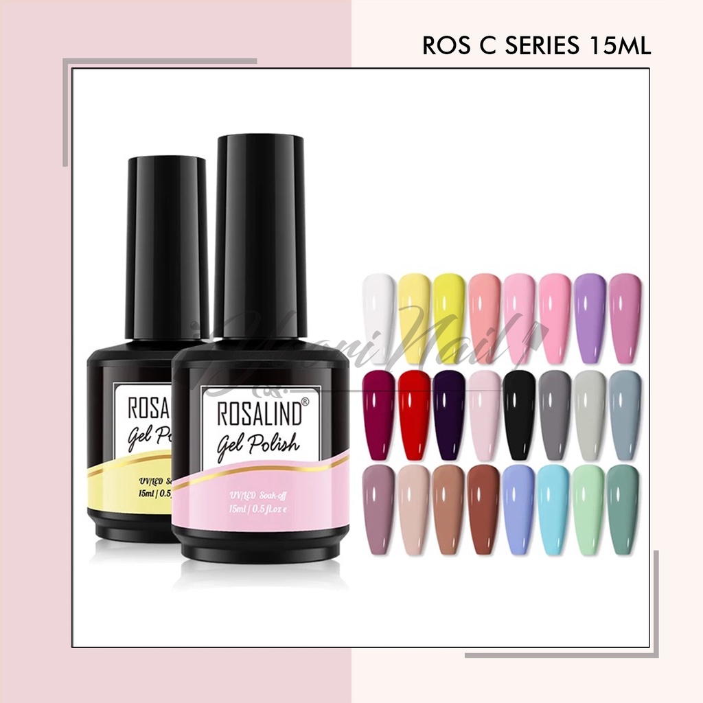 Rosalind C Series 15ml (C001- C025) colors series gel polish 15ml kutek gel nailart rainbow glitter series