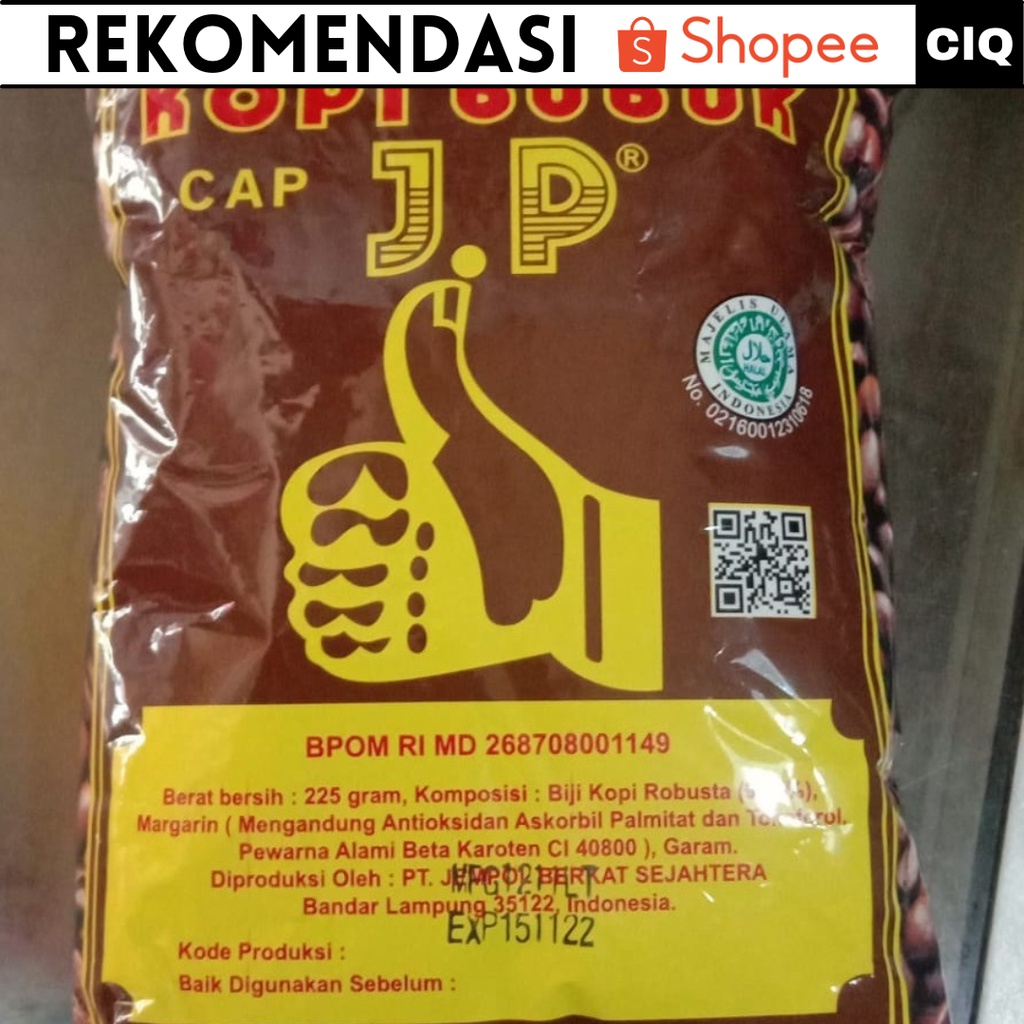 Kopi Jempol Asli Kopi Jempol Cap JP Lampung Kemasan 225gr - Kopi Bubuk Asli / Kopi Lampung Asli