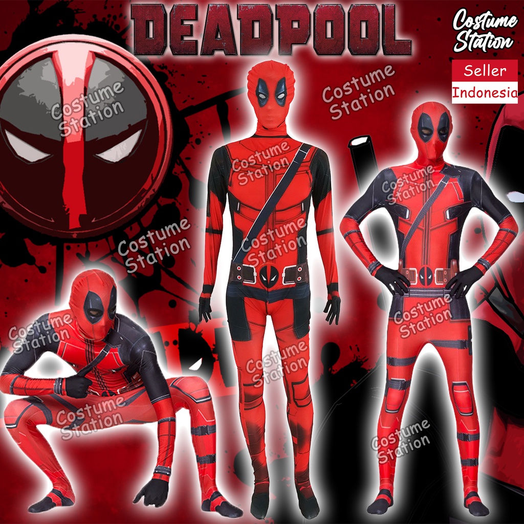 Kostum Deadpool / Costume Superhero Marvel pria dewasa