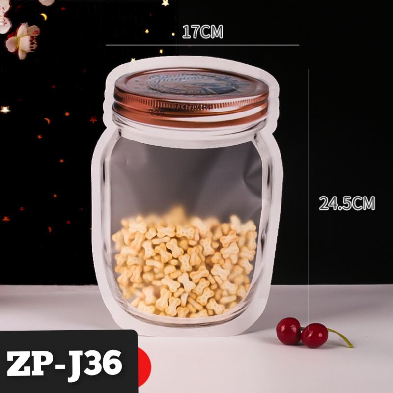 ZIPLOCK BAG 3D TOPLES JAR MEWAH ZIPPER COOKIES SNACK KACANG LUCU