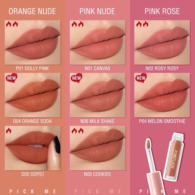 PINKFLASH Lasting Matte Waterproff Soft Lipcream Lembut Lipstick Tahan Lama Long Lasting Lipstik Pink Flash