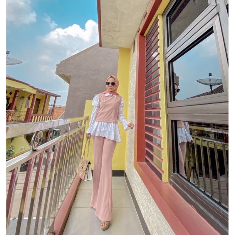 ONE SET plisket Real pict setcel Cutbray one set plisket celana Cutbray plisket stelan celana Cutbr