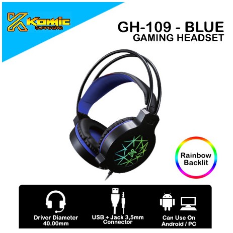 Headset Gaming Komic GH-109 - Mobile / PC Headset RGB Lighting