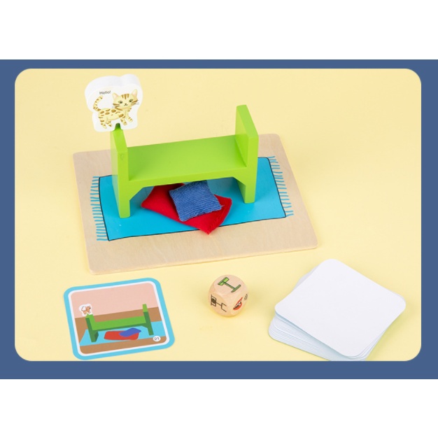 Mainan Edukasi FIND XIAOBEI / Mainan Edukatif Find The Cat Logic Game / Mainan Kayu Wooden Toys Cat Preposition Game / Mainan Mengenal Posisi / Mainan Anak Topologi Belajar Lokasi