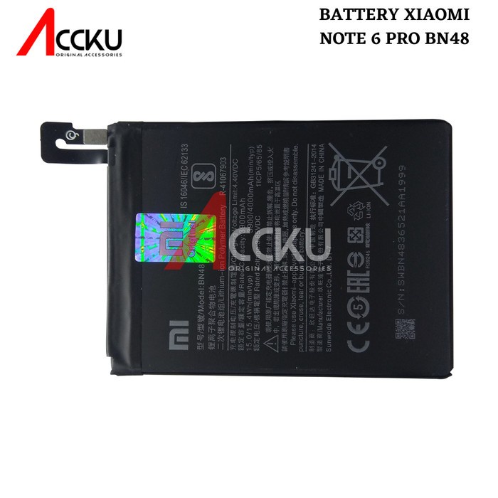 BATERAI XIAOMI NOTE6 PRO BATERAI XIOMI BN48 BATTERY XIAOMI NOTE 6 PRO BN48 ORI