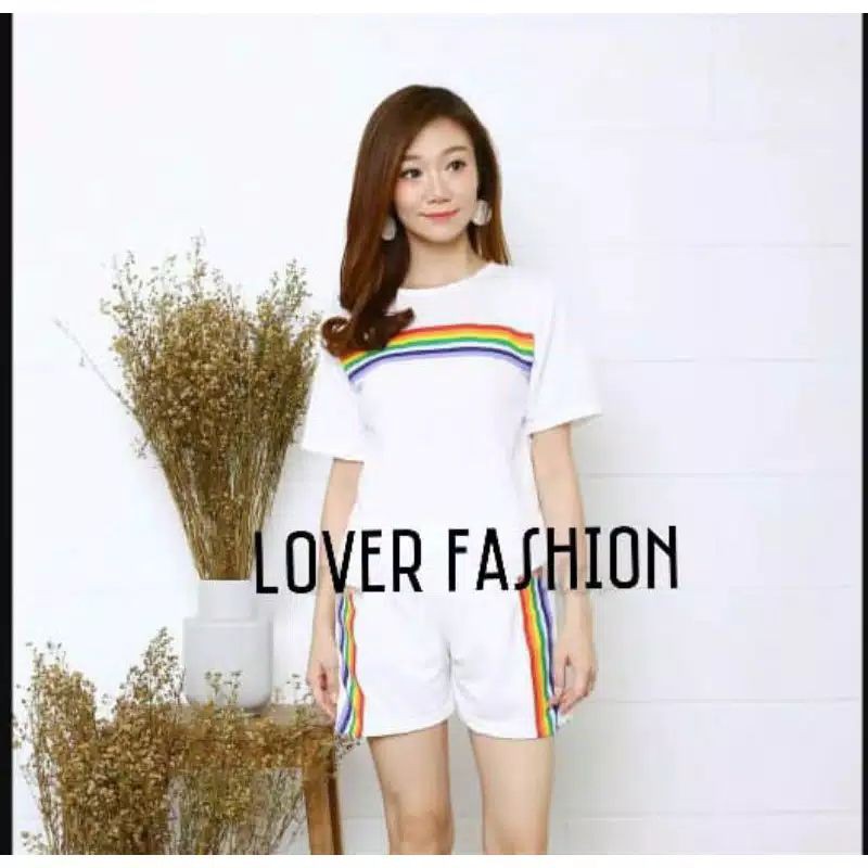 LoverFashion Set Kaos Pita Rainbow Dewasa XL