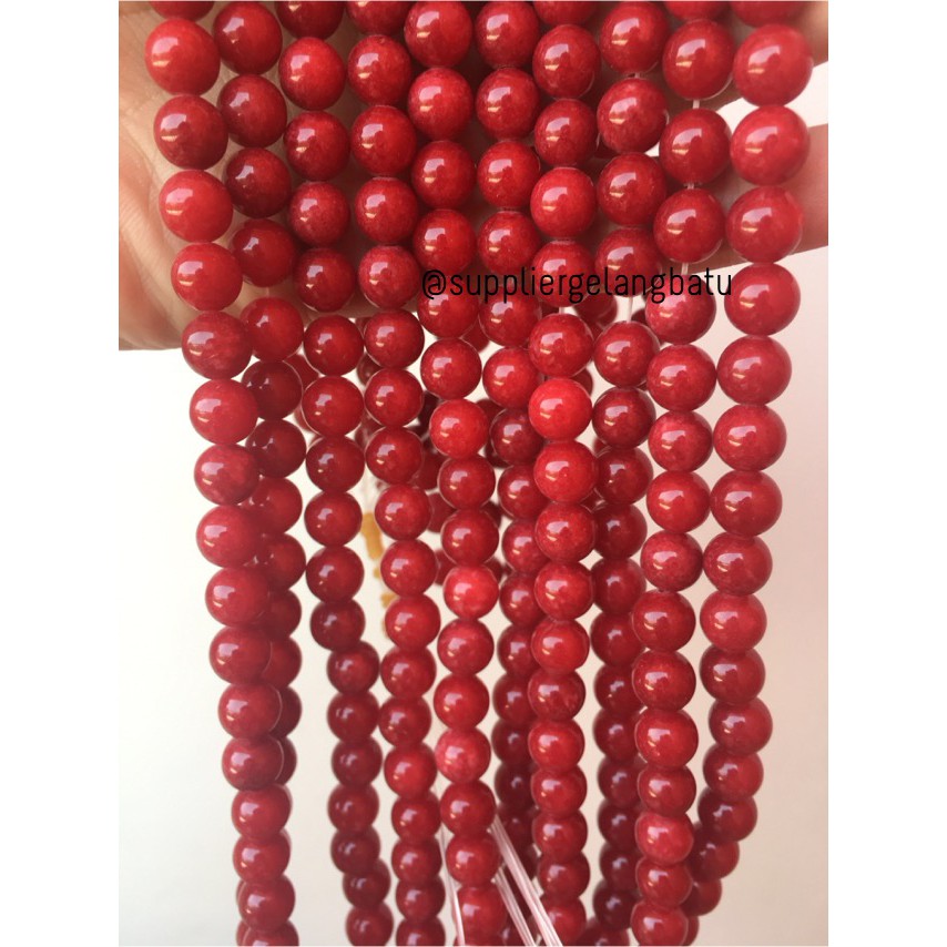 batu red ruby 8mm coral agate merah onyx kilap aksesoris fashion akik aksesoris fashion beads craft