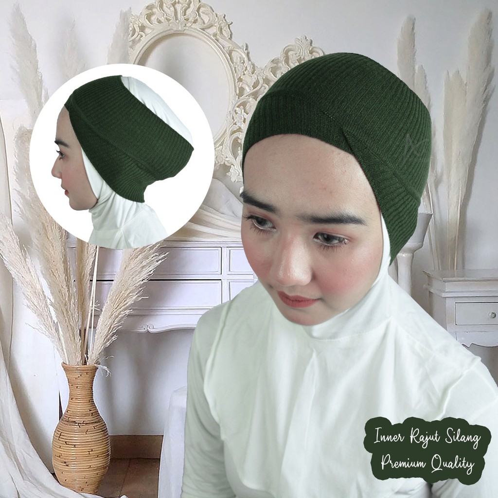 Inner Rajut Silang Premium Bandana Dalaman kerudung Ciput Dua Fungsi