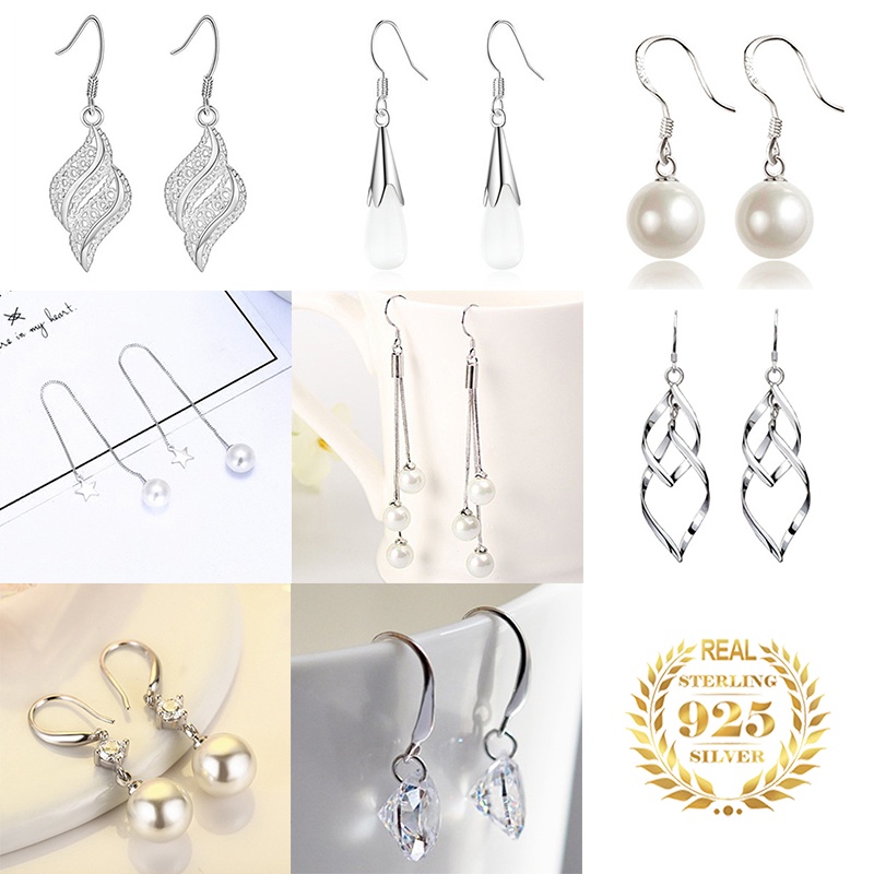 925 anting perak sterling anting-anting wanita dengan perhiasan fashion berlian ED1-5