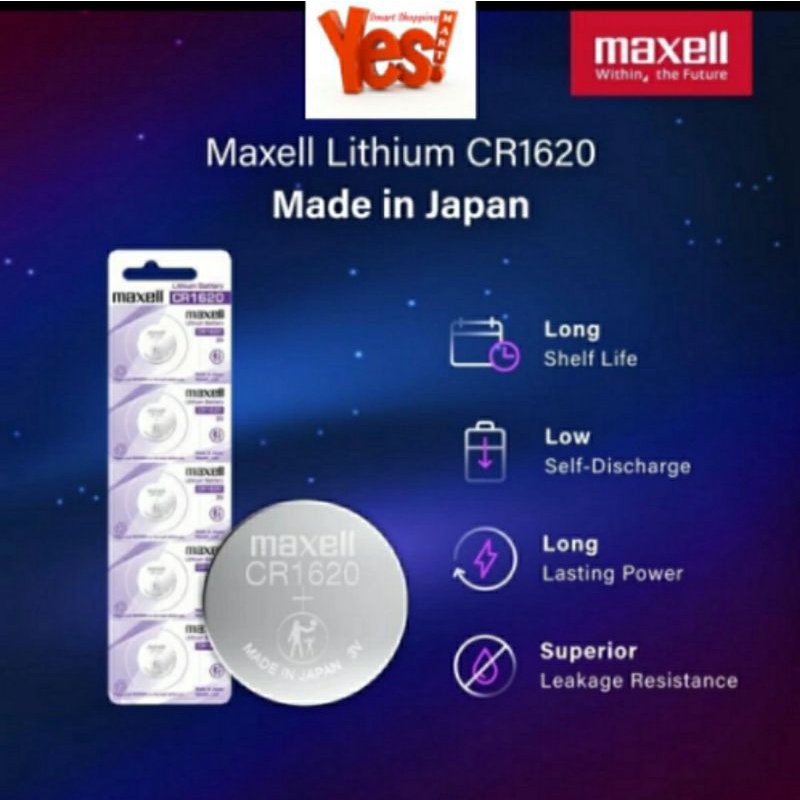Maxell CR1620 CR 1620 Lithium Battery Batre