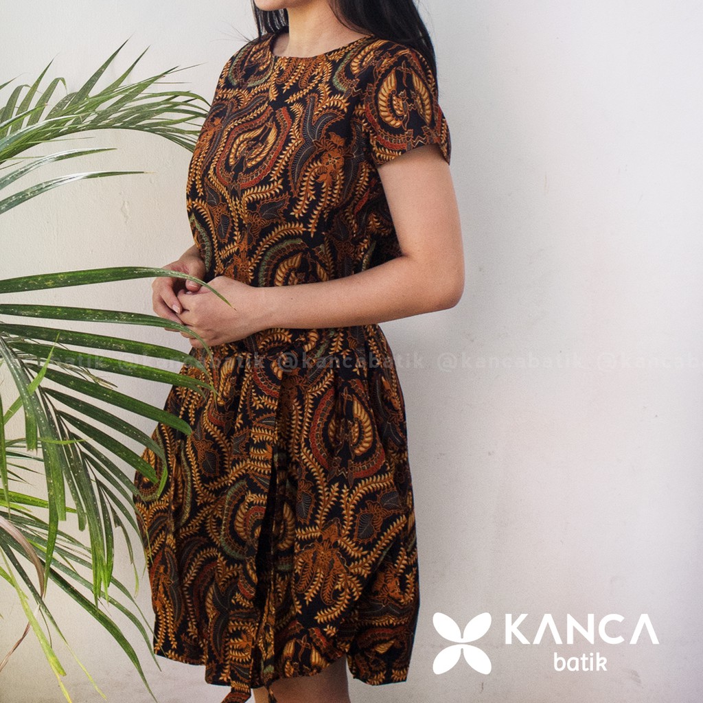 Dress Batik Ella Balloon Sekdress Batik + Belt Kain