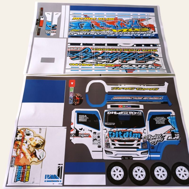 Pola stiker papercraft truk oleng ditdim
