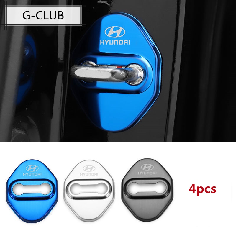 G-club 4pcs / set Stiker Pelindung Kunci Pintu anti Karat Bahan stainless steel Untuk Hyundai