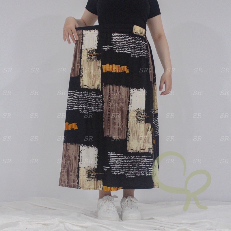 Rok Wanita Panjang Korean A Line Maxi Motif Floral Cantik Premium Ringan Dingin-5