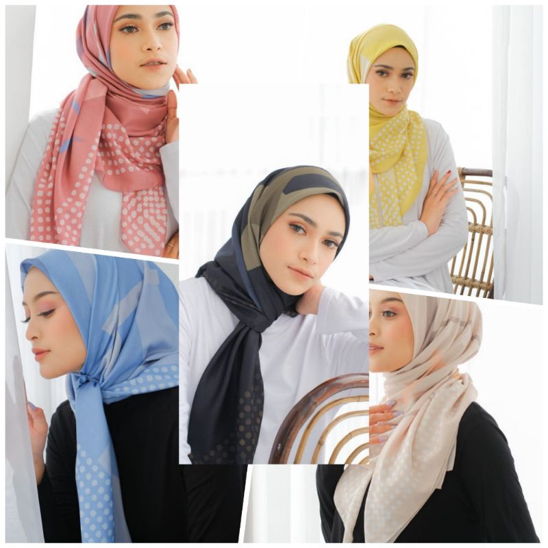 DAUKY KERUDUNG HIJAB SEGI EMPAT TERBARU MOTIF MOSAIC SCARF DAUKY BAHAN VOAL