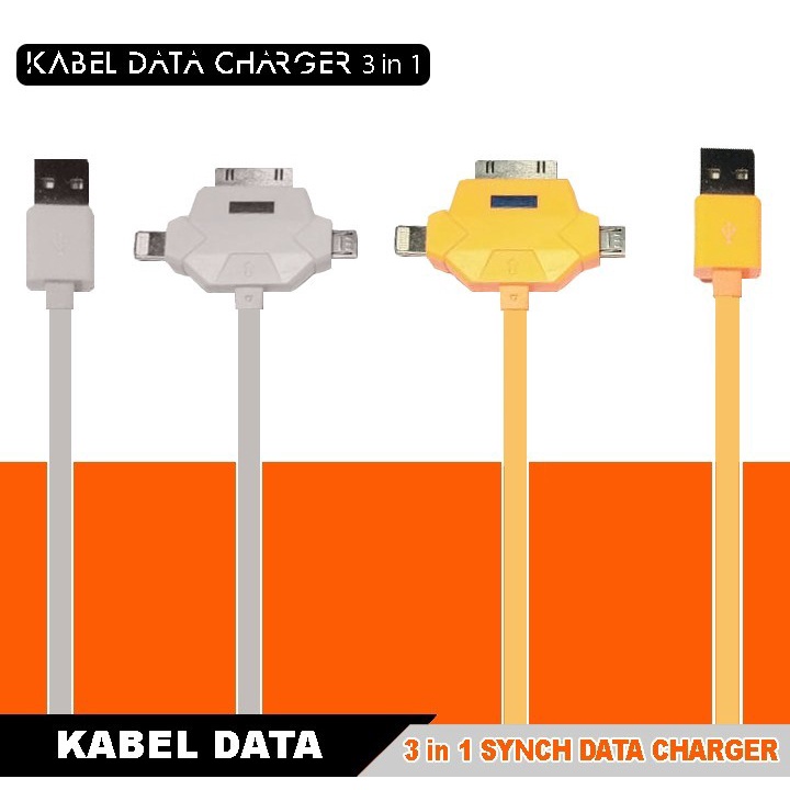 Kabel Data Fast Charging 3 in 1 Micro / Lightning / iPad