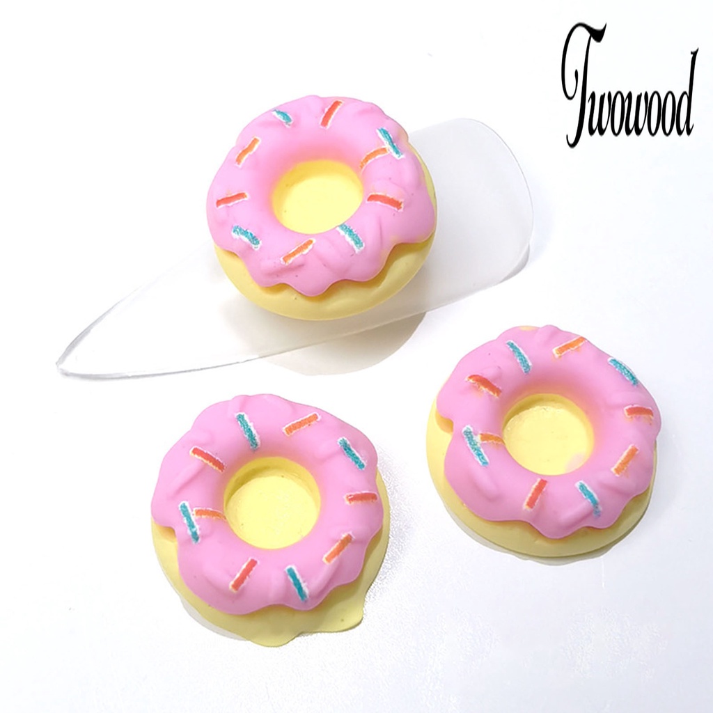 20 Pcs Aksesoris Kuku Bentuk Donat 3D Bahan Resin Untuk Perempuan