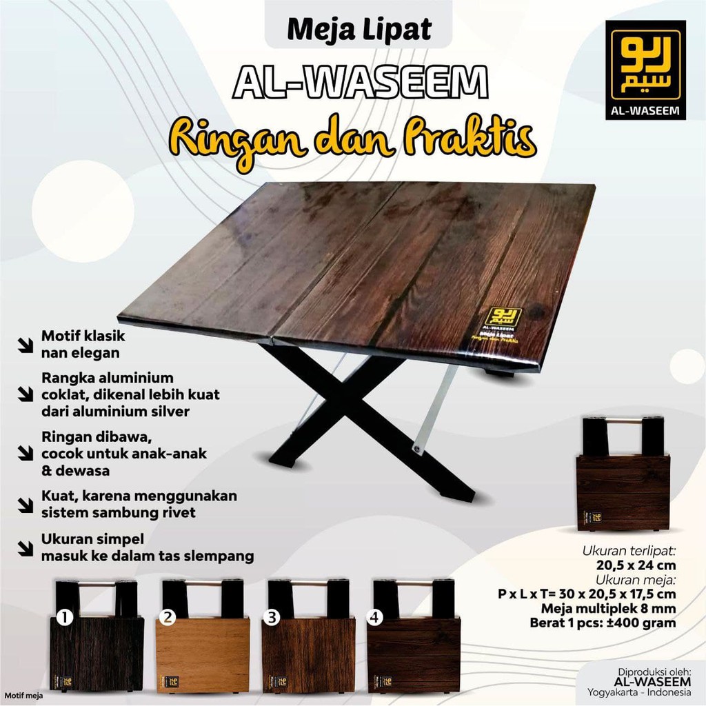 Meja Lipat Belajar Anak Lesehan Meja Laptop Meja Pengajian Al Waseem Ringan dan Praktis Custom Nama