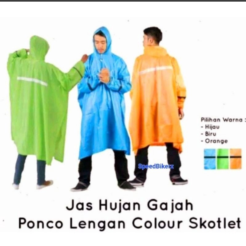 Jas Hujan PONCHO LENGAN SCOTCHLITE SKOTLET Mata Kucing Colour Elpehant Gajah IBEX