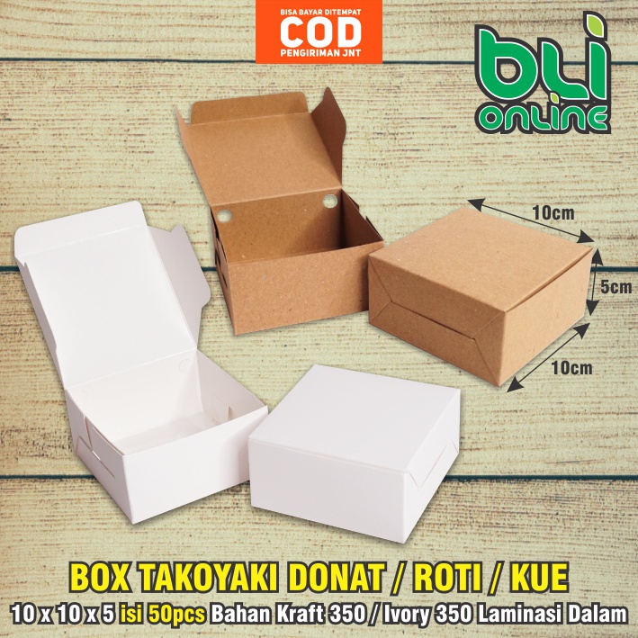 

Dus Takoyaki 10 x 10 x 5 isi 50 pcs / Box Donat / Kotak Dimsum / Dus Kue / Kardus Roti / Snack