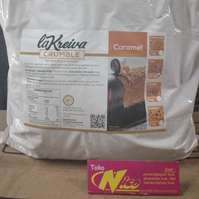 

crumble lakreiva caramel 2,5kg 1bag khusus grab dan gojek