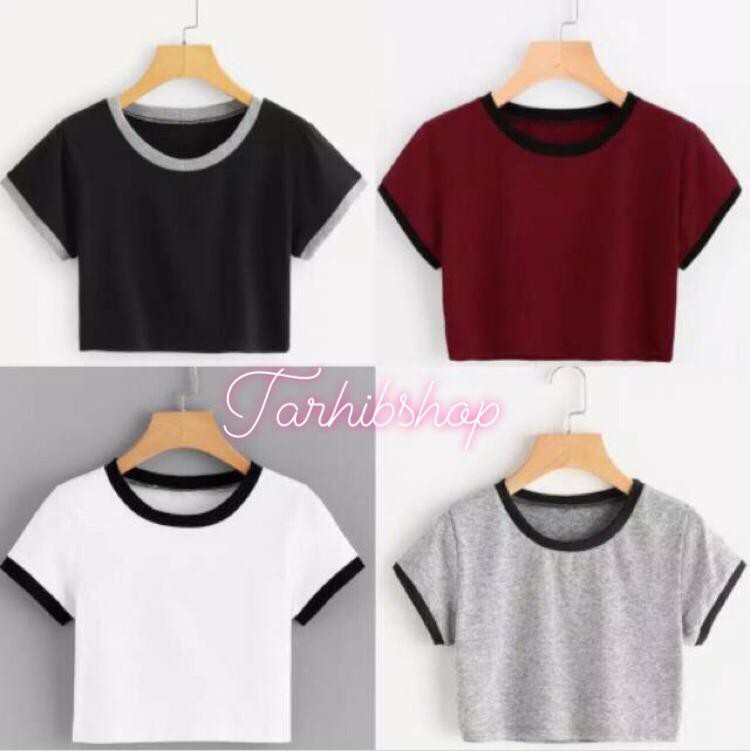 T-shirt RINGER CROP tee polos