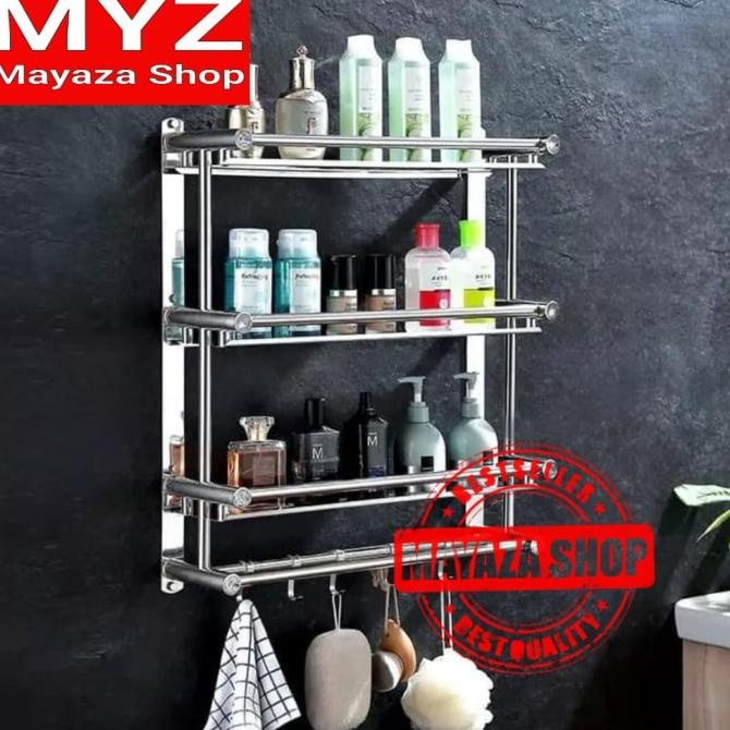 Rak Dinding 3 Susun Kamar Mandi Rak Handuk Sabun Stainless steel