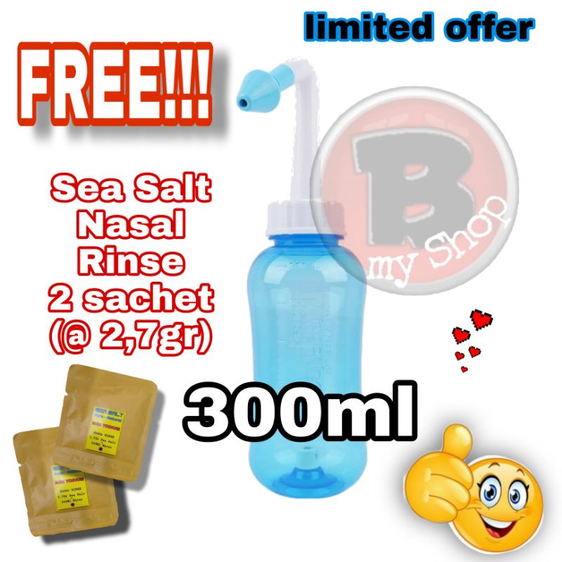 READY STOCK WATERPULSE - 300ML BOTOL CUCI HIDUNG (+ FREE 2 SACHETS GARAM NR) - NASAL RINSE BOTTLE - BOTOL PEMBERSIH HIDUNG