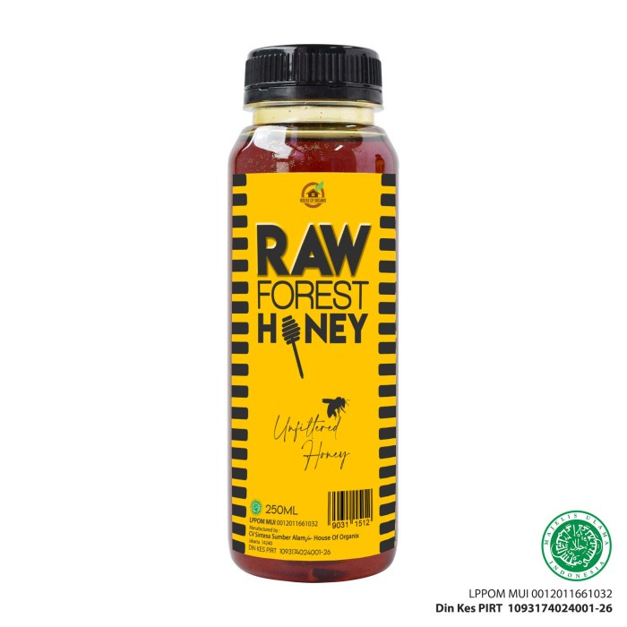 

madu- house of organix raw forest honey 250 ml -madu.