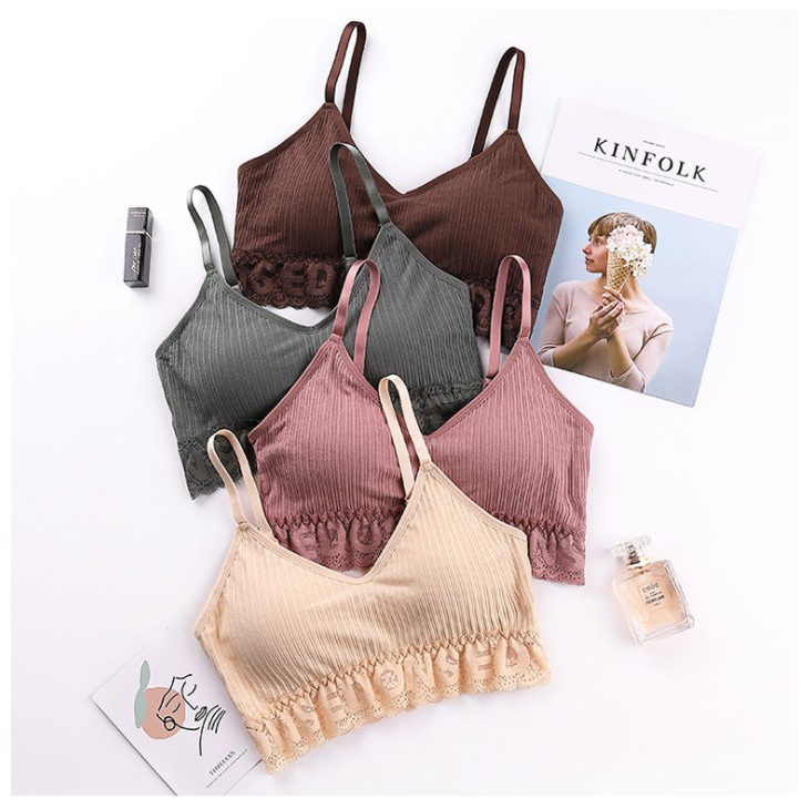 𝐄𝐁𝐒 ✅ PW080 Bra Wanita Breathble Nyaman Aksen Renda Sexy Bahan Katun Korea Import COD