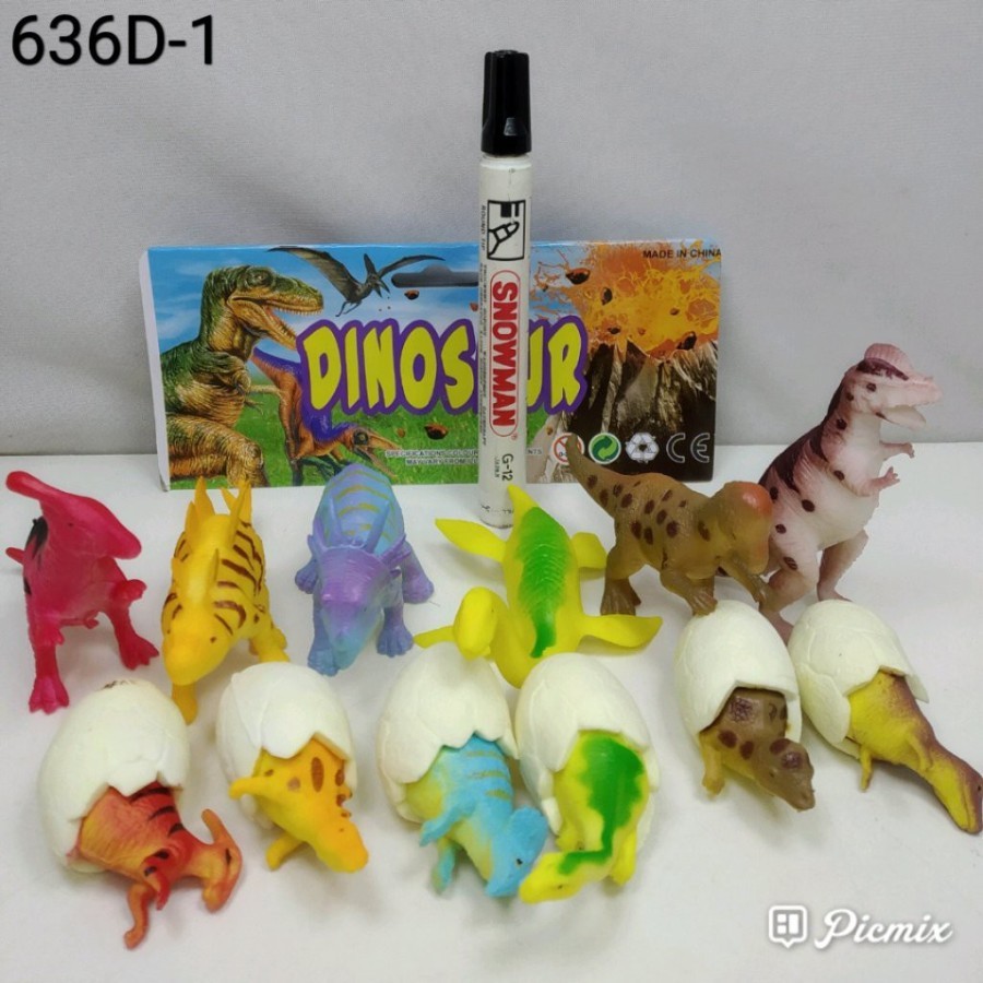 MAINAN DINO KANTONG ISI 12 PCS DUNIA WORLD EGG 636-D IBU DAN BAYI DINO