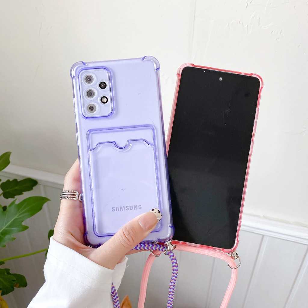 Casing pocket Lanyard Samsung A13 a23 a03s Card Slot case cover