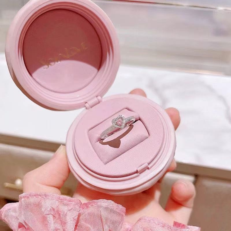 Disney Cincin 925 Silver Bentuk Hati Aksen Cubic Zirconia Warna Pink Ukuran Adjustable