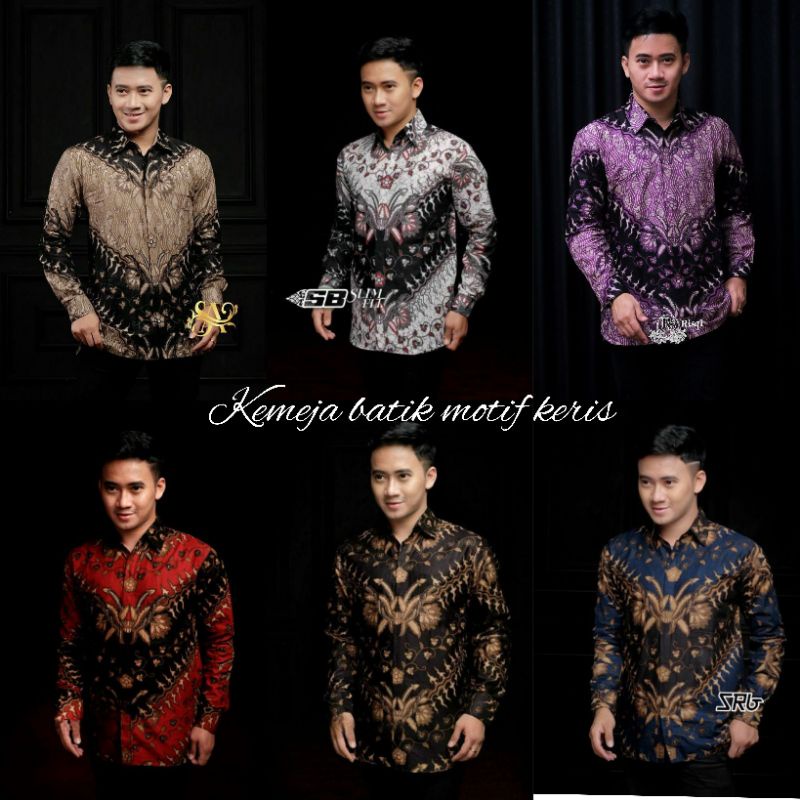 batik pria kemeja batik motif keris lengan panjang ukuran m l xl xxl