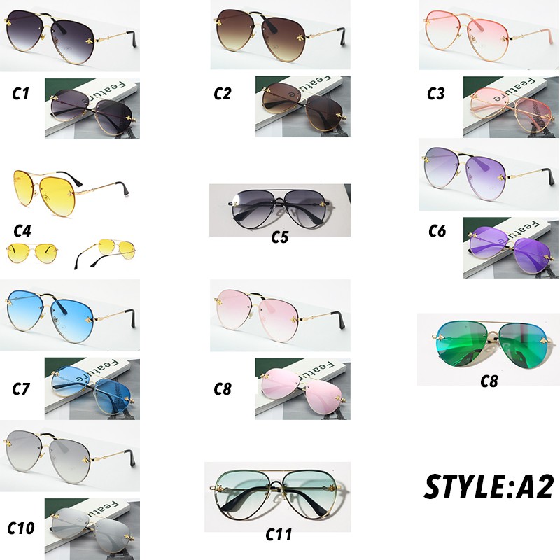 (YUZHU) Bayar di Tempat Korean Fashion Aviator Kacamata Hitam Wanita Besi Frame Sunglasses