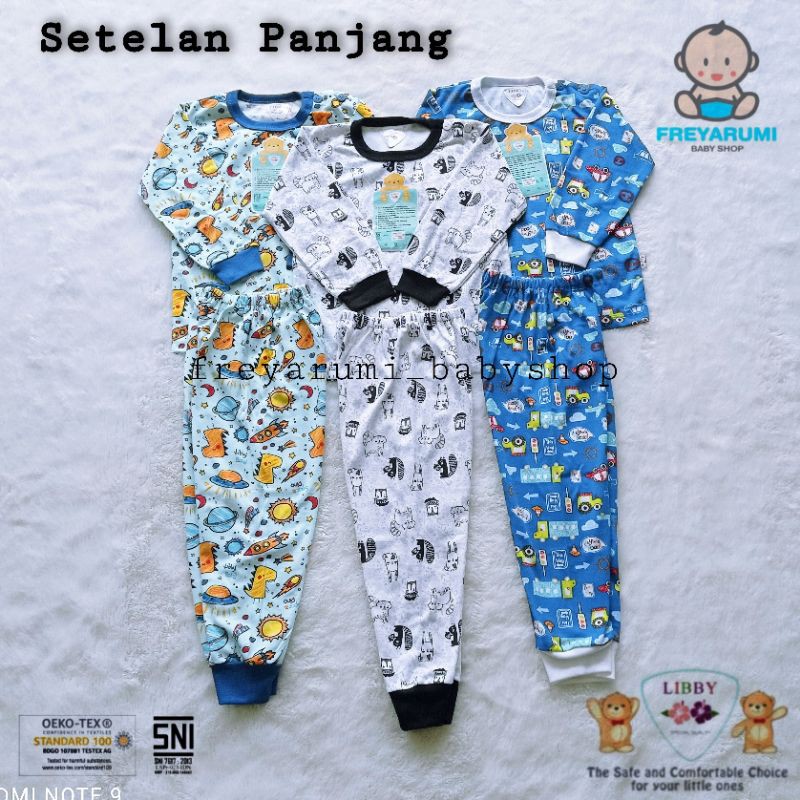 3STEL - LIBBY Setelan Oblong panjang ukuran 2L/Setelan Libby mix boy/Baju bayi