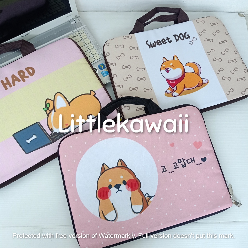 LK/Tas Laptop Cute Teen Remaja Quotes Dog Animal Motif Mix 14 Inch