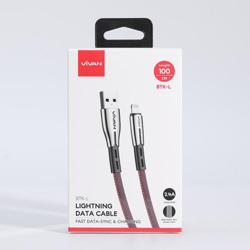 KABEL DATA ORI VIVAN BTK-L DATA CABLE FOR APPLE 100CM RED+BROWN GARANSI RESMI TER MURAH SE SHOPEE