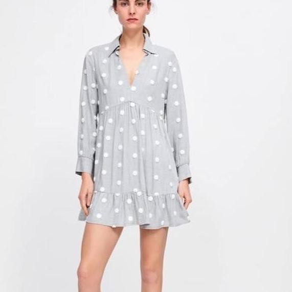 zara contrasting polka dot dress