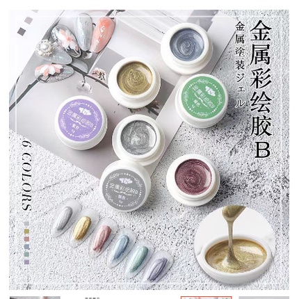 METAL PAINTING GEL POLISH NAIL ART KUTEK GEL METAL HIASAN JEPANG NAILART CHROME GEL POLISH