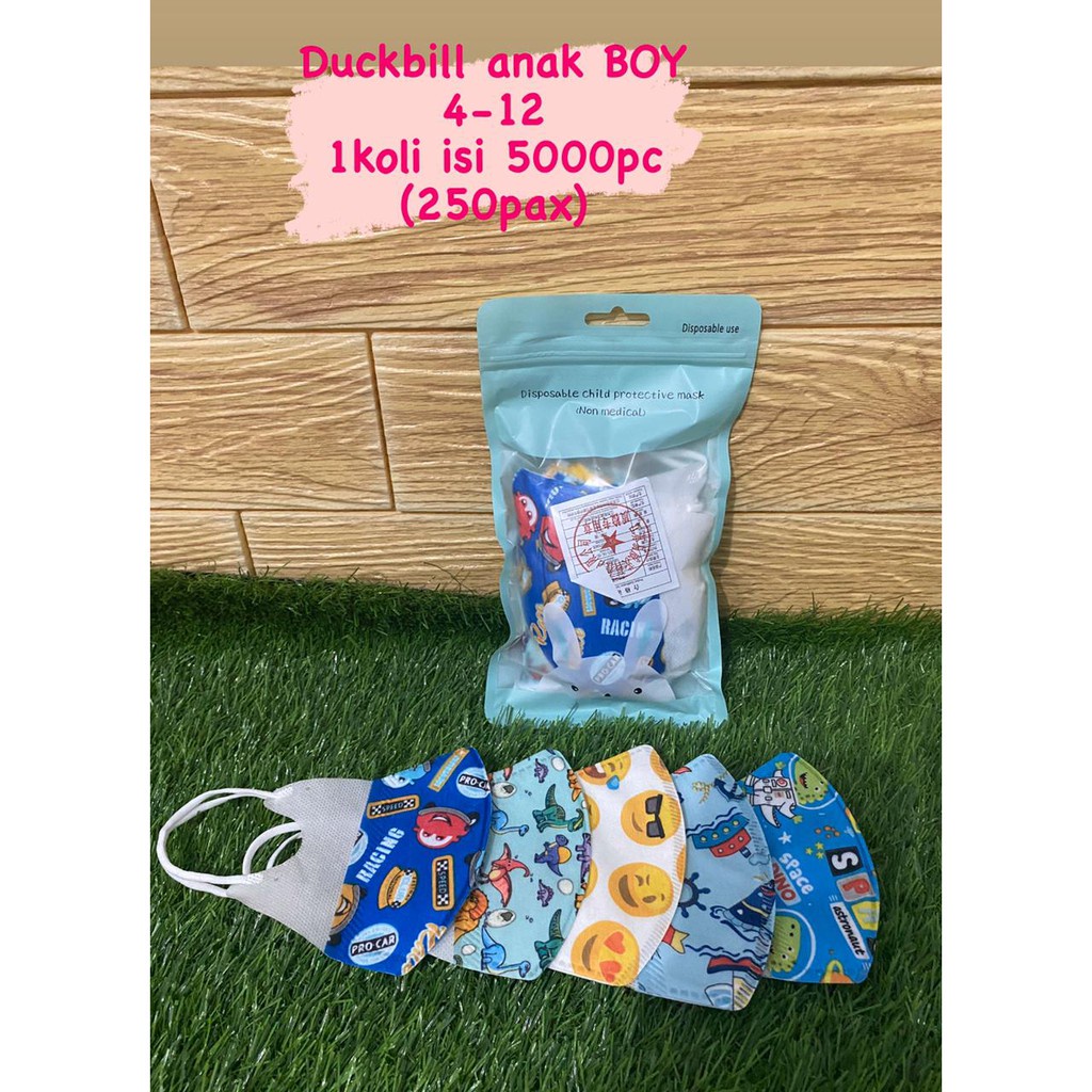 Maker Duckbil Surgical Anak Karakter/Masker Duckbil Kids Motif Isi 10 pcs Masker Duckbil 3ply Motif Kartun