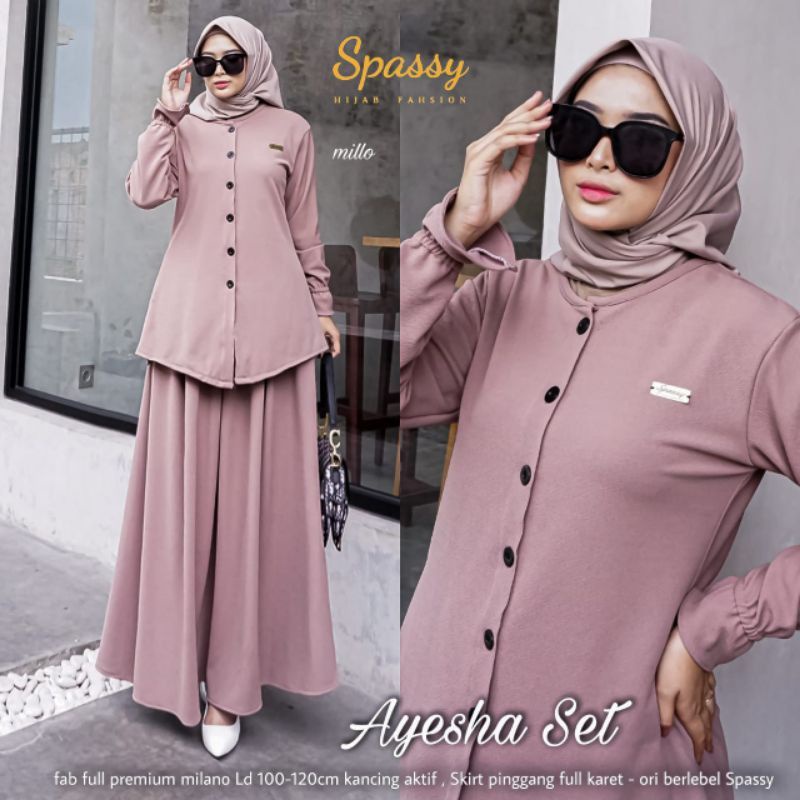 [[ BISA COD ]] TIDAK ORI UANG KEMBALI - ORI BERLABEL SPASSY - AYESHA SET | GAMIS SPASSY ORI