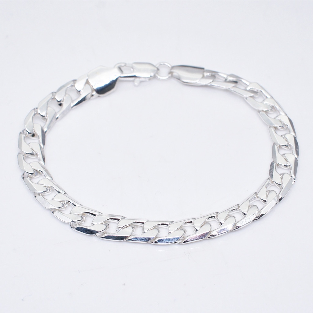 Gelang Kepang Bahan Stainless Steel Lapis Silver Ukuran 8mm Gaya Eropa Amerika Untuk Wanita