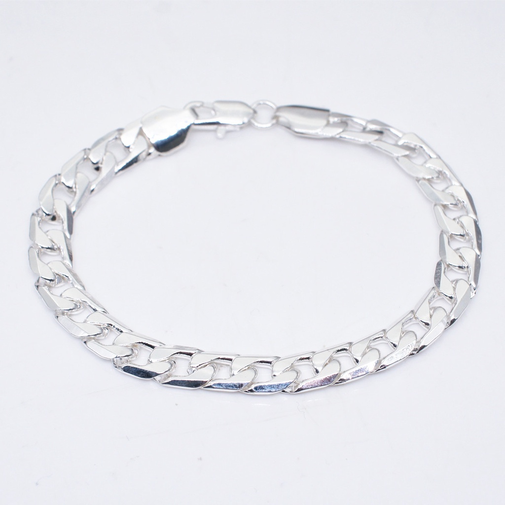 Gelang Kepang Bahan Stainless Steel Lapis Silver Ukuran 8mm Gaya Eropa Amerika Untuk Wanita