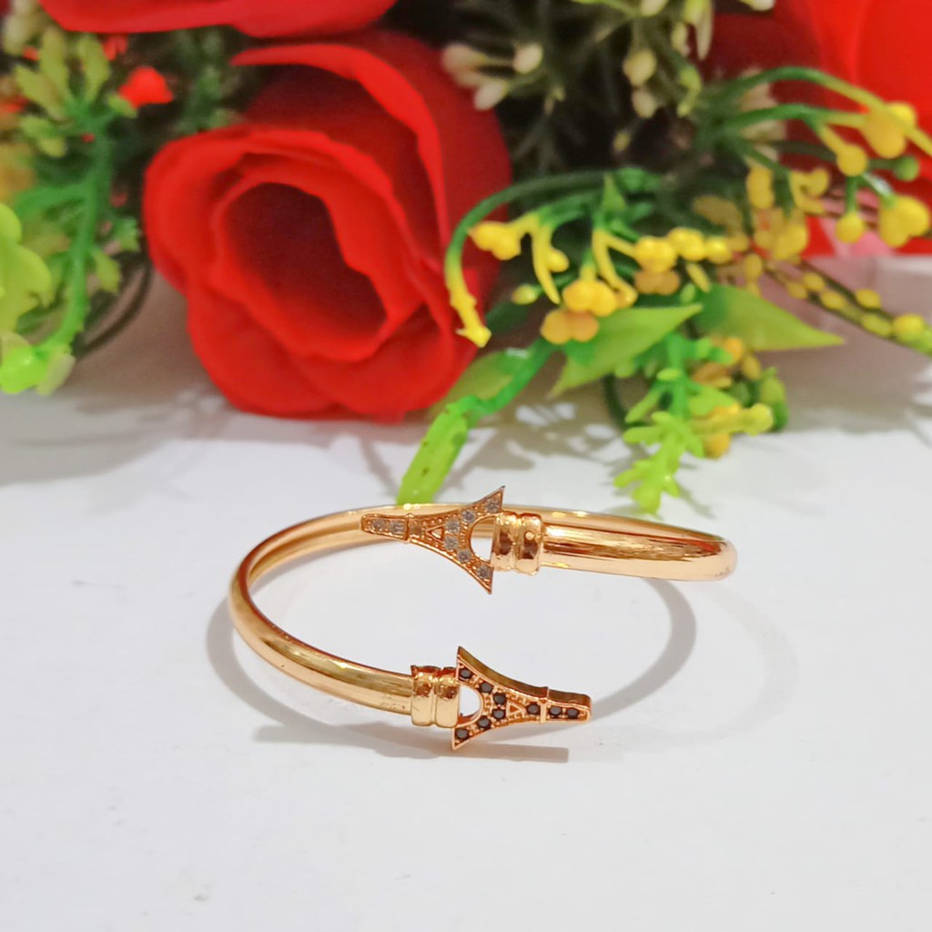 Gelang Anak Bangle TITANIUM Permata Zircon Gold dan Silver limited edition (COD)