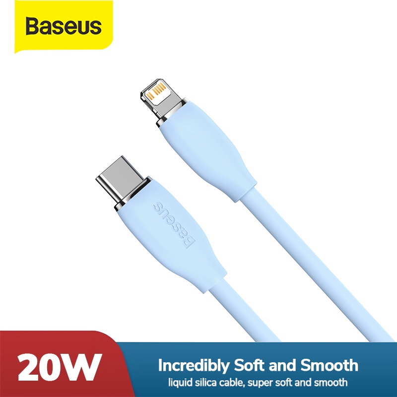 baseus silica gel kabel data iphone cable type c to lightning fast charging pd 20w