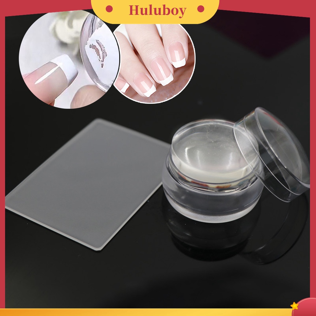 Huluboy Huluboy♡ Alat Stamper Kuku Kepala Bulat Bahan Silikon Transparan Untuk Manicure