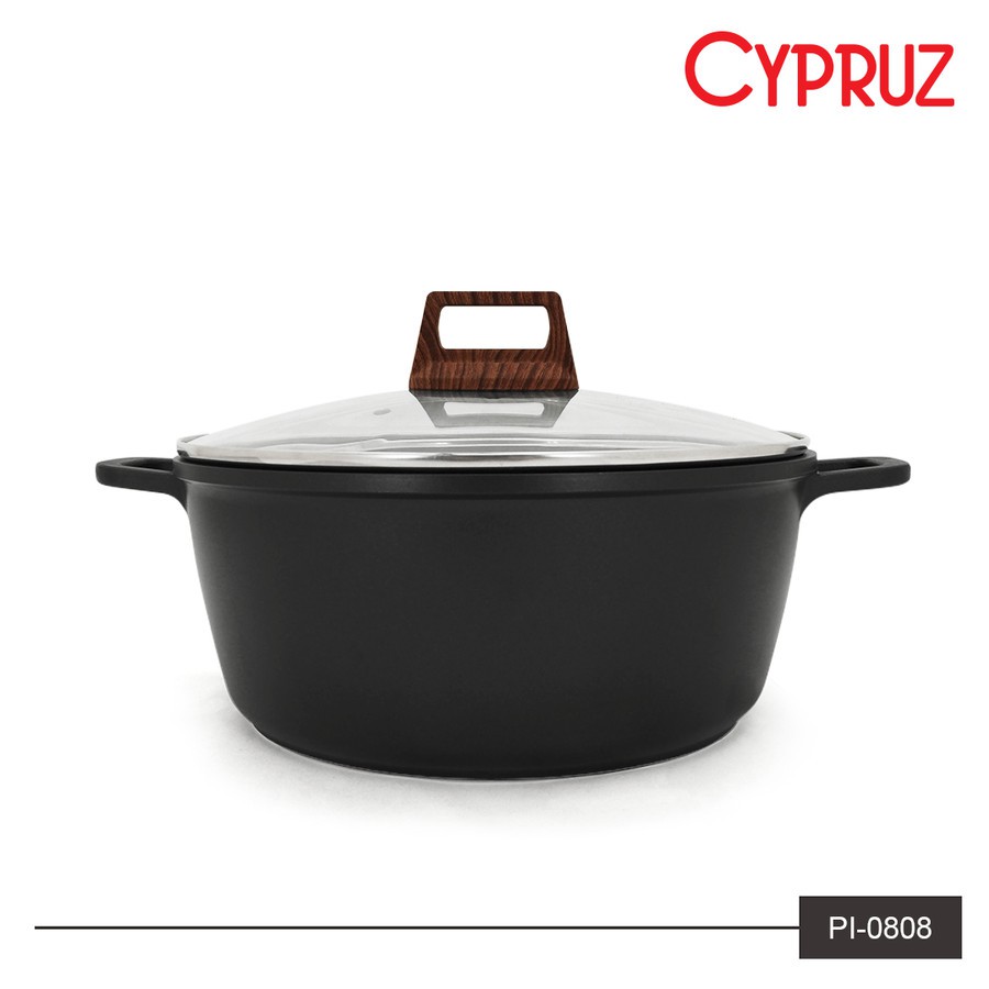 Cypruz PI-0736 Panci Marble Bakelite Kayu 24cm + Tutup