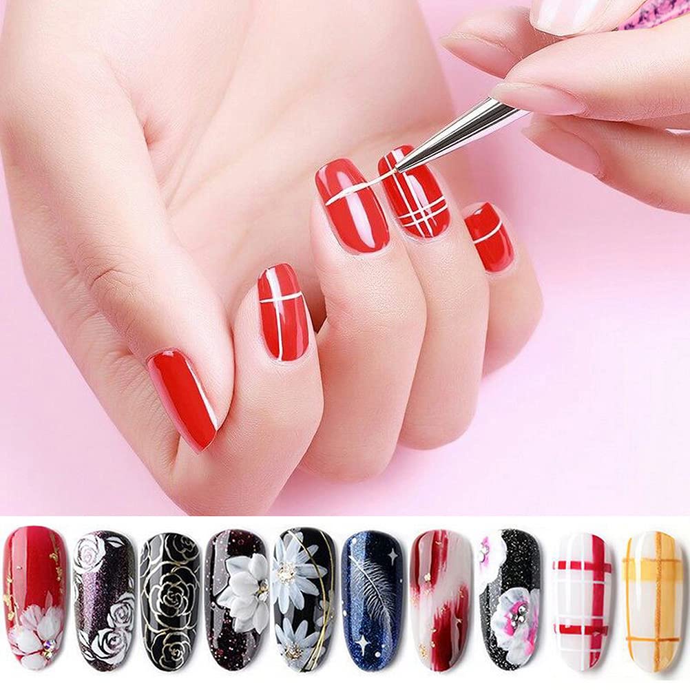 5pcs / Set Brush Nail Art Gagang Akrilik Ultrafine Untuk Kutek Gel UV Manicure DIY